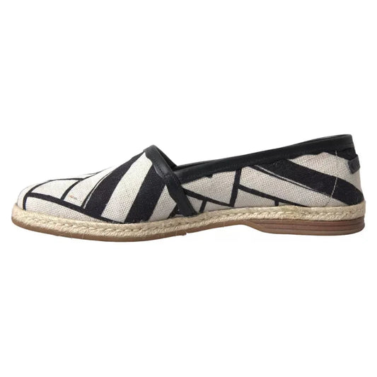 Dolce & Gabbana Black White Stripes Slip On Espadrille Shoes MV6523-41