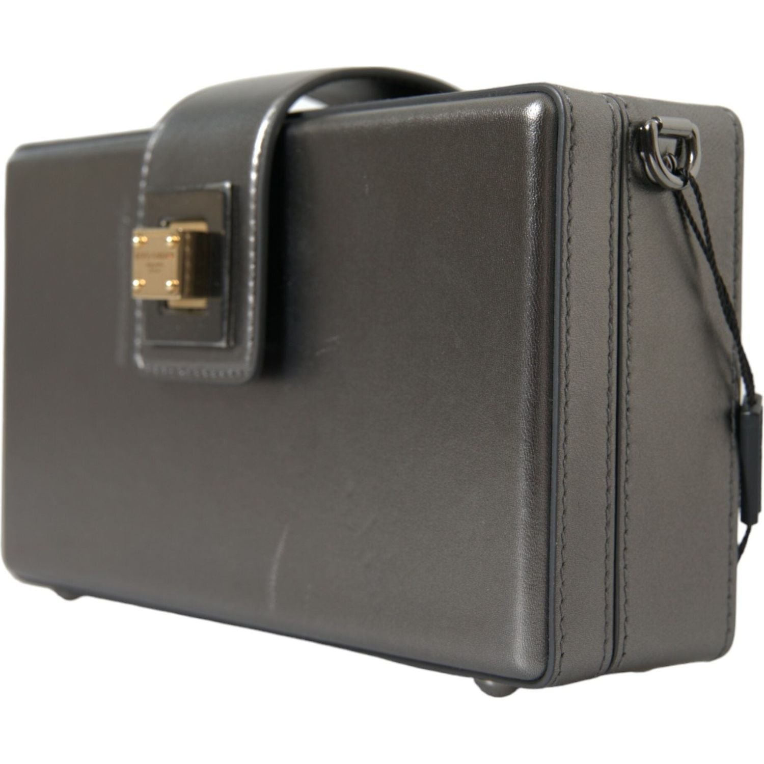 Dolce & Gabbana Metallic Gray Calfskin Leather DG BOX Shoulder Bag