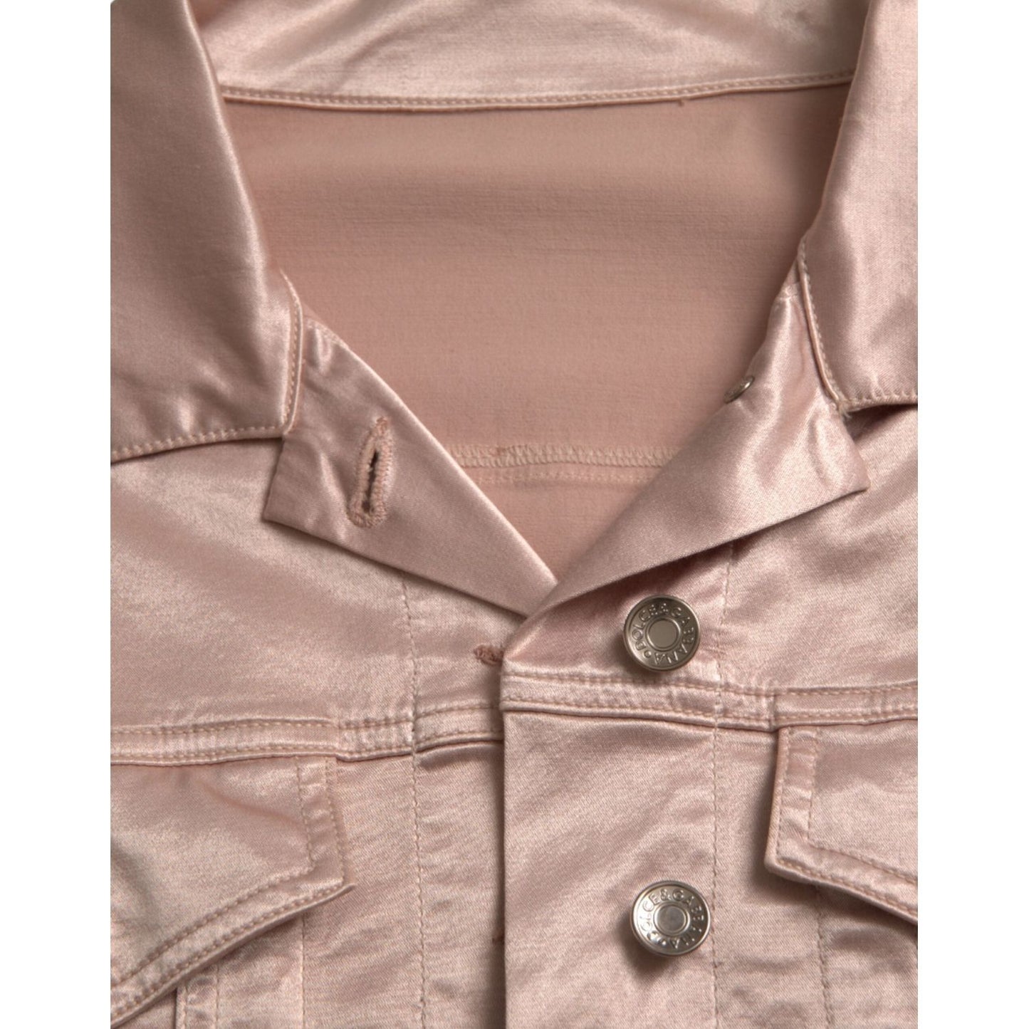 Dolce & Gabbana Pink Cotton Stretch Collared Cropped Jacket