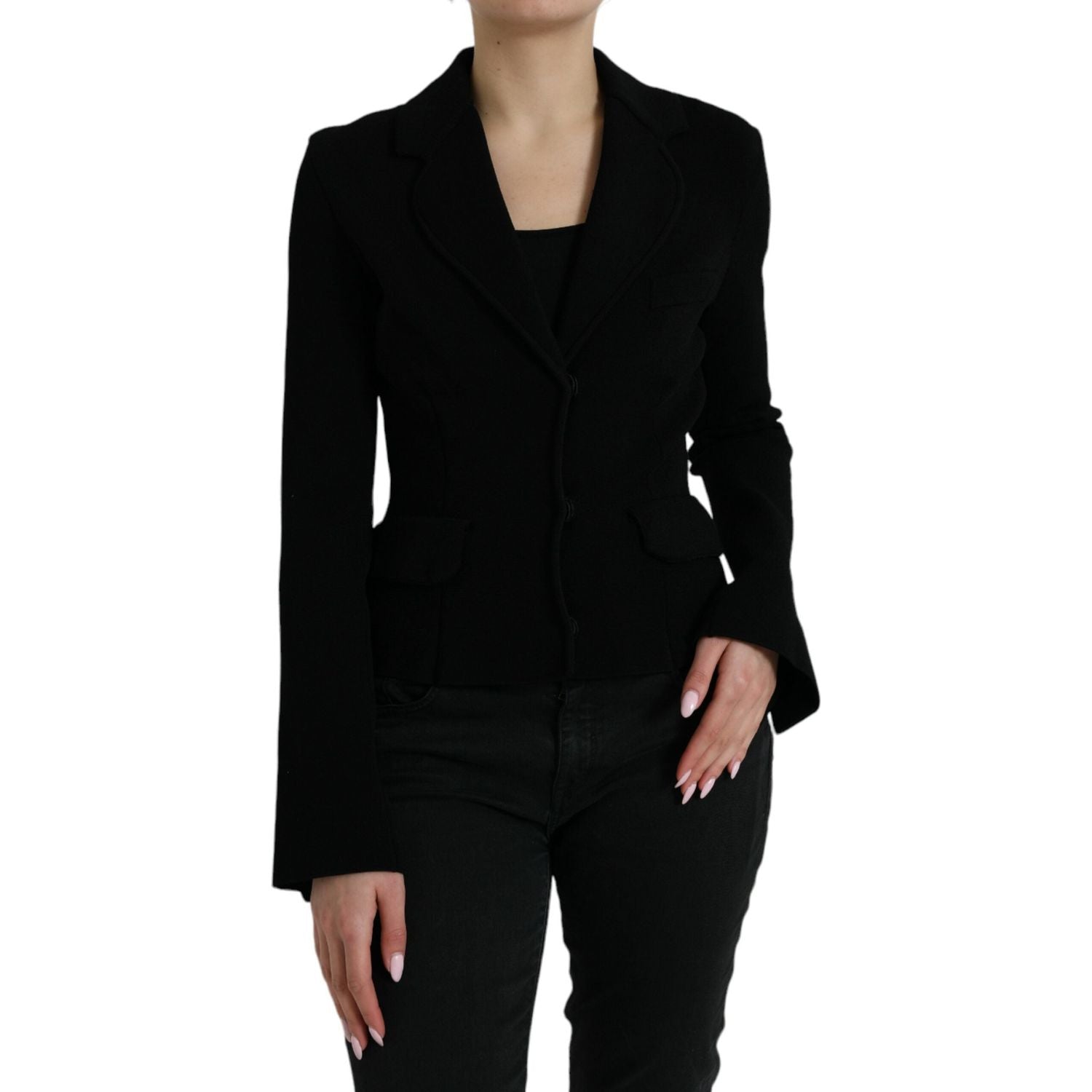 Dolce & Gabbana Black Viscose Single Breasted Blazer Jacket