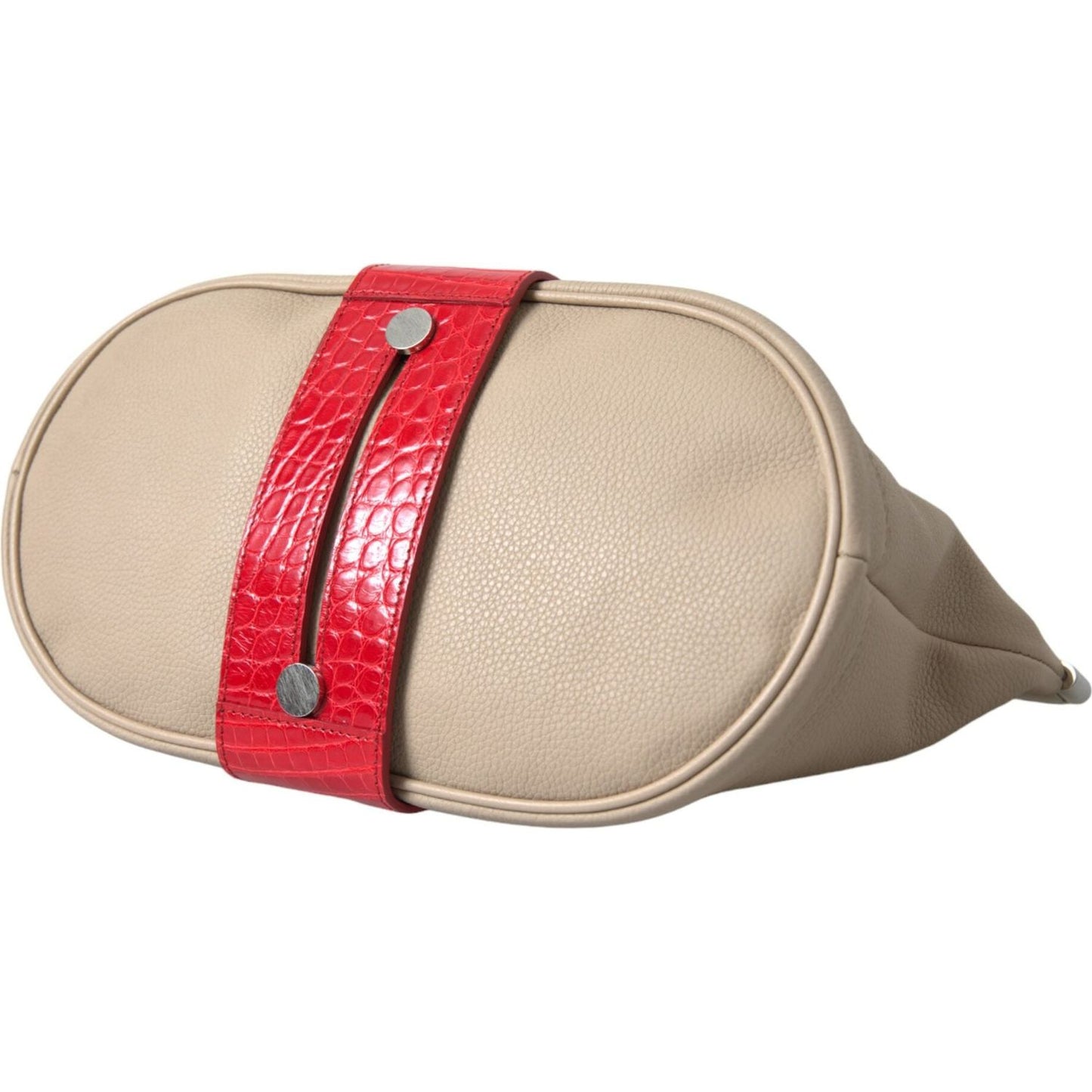 Balenciaga Beige Red Two Tone Exotic Leather Pouch Bag