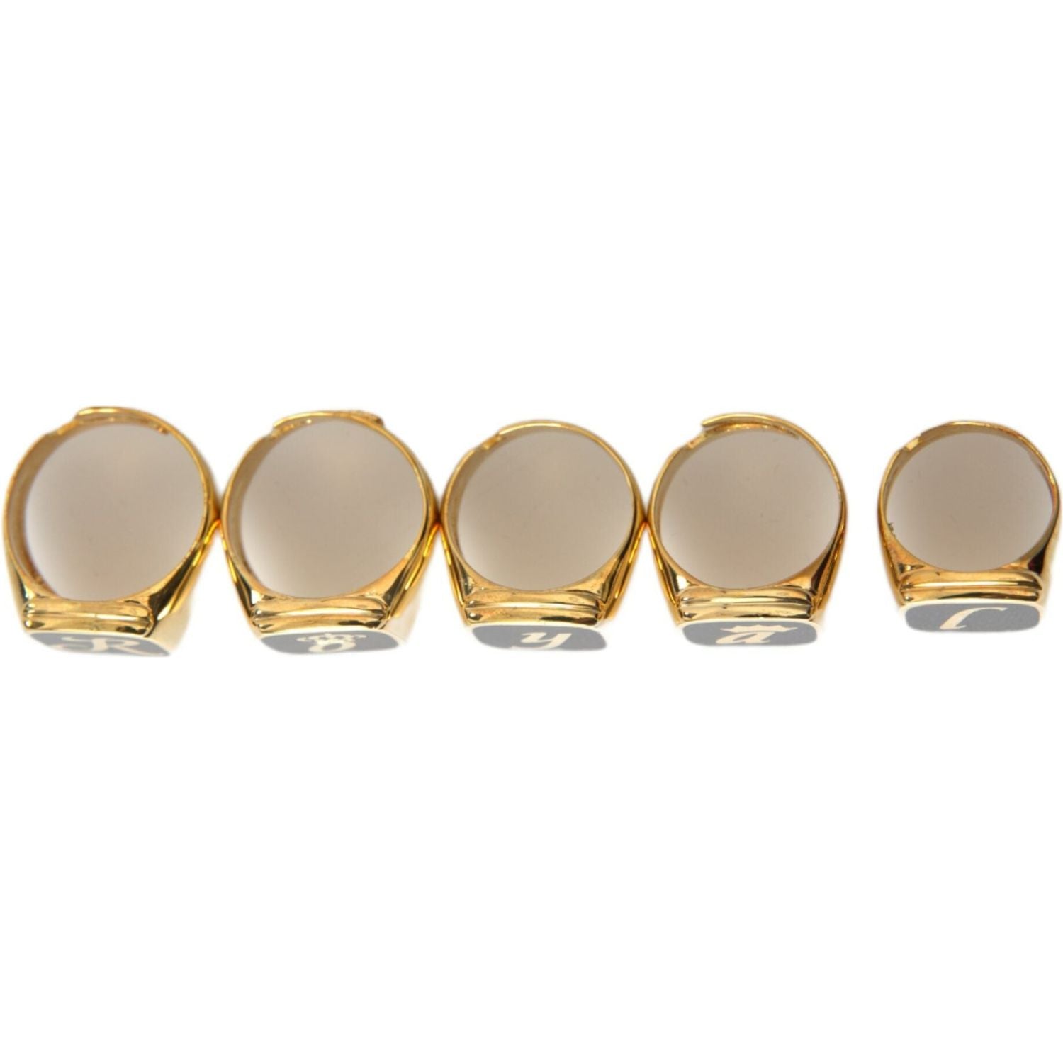 Dolce & Gabbana Gold Brass ROYAL Enamel Set of 5 Ring