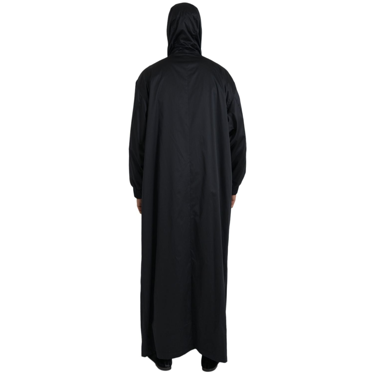 Dolce & Gabbana Black Polyester Hooded Long Windbreaker Jacket