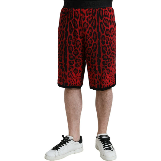 Dolce & Gabbana Red Leopard Print Viscose Bermuda Shorts PAN75018-46