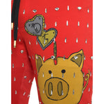 Dolce & Gabbana Red Year Of The Pig Jogger Sweatpants Pants Dolce & Gabbana Chocolate