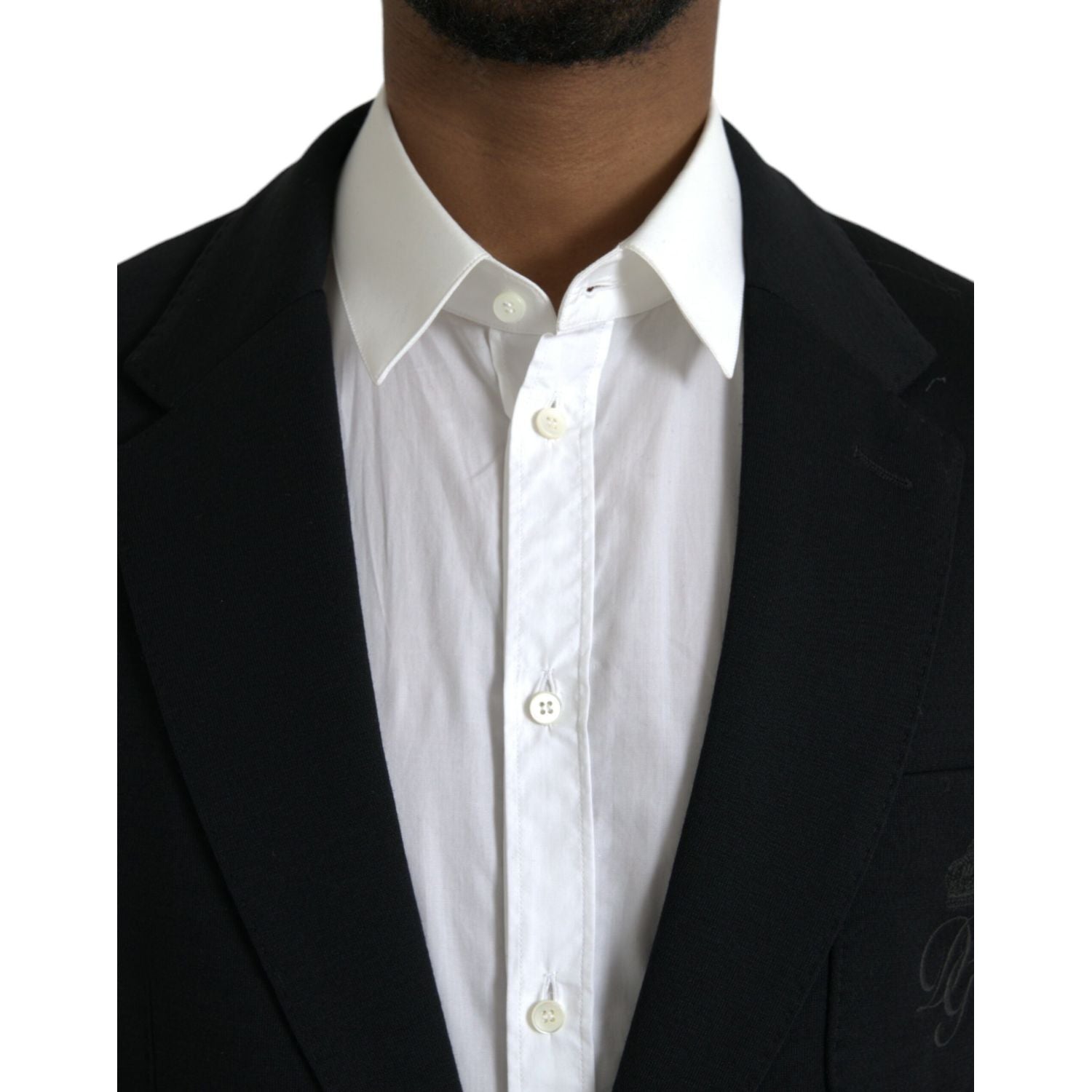 Dolce & Gabbana Black Wool Notch Single Breasted Coat Blazer