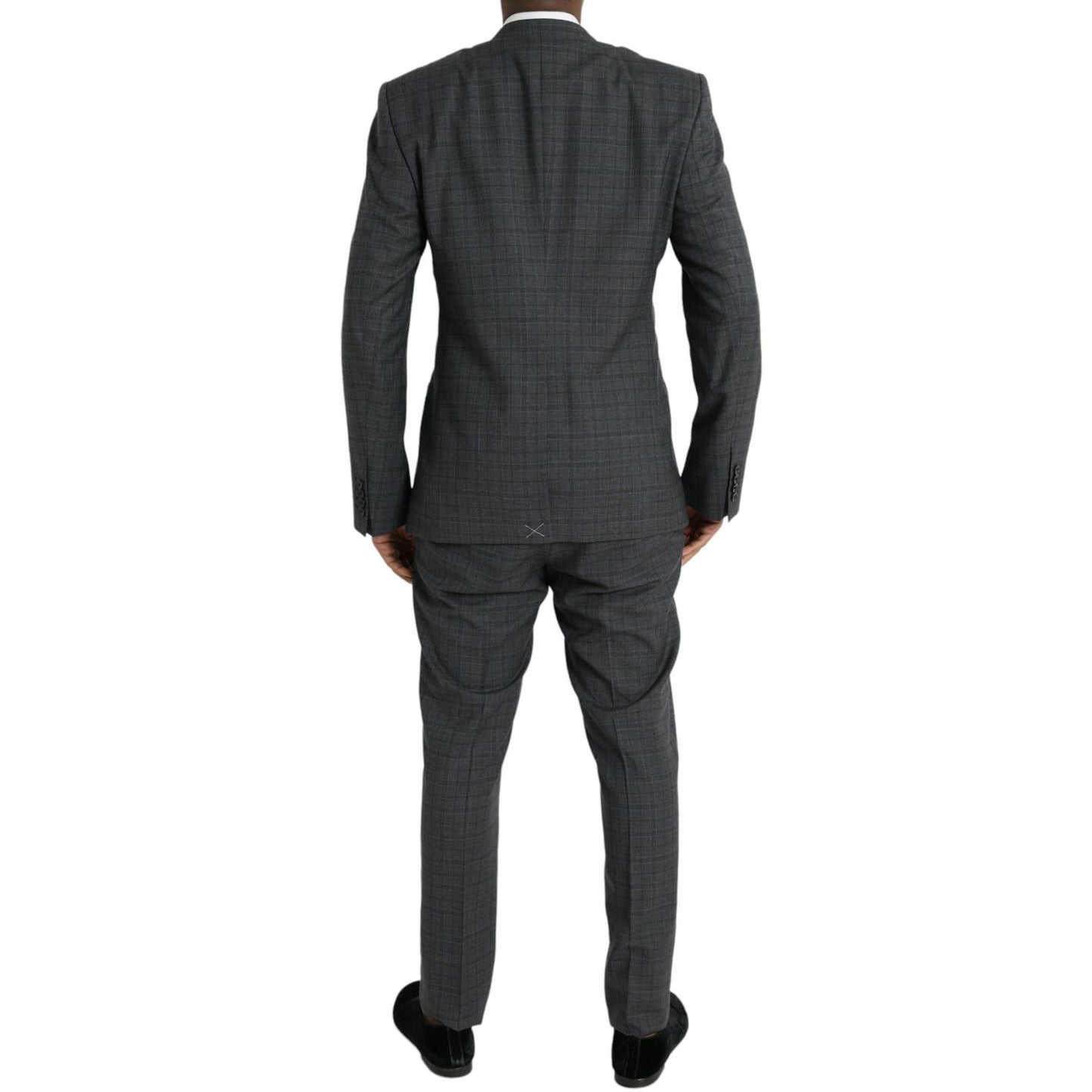 Dolce & Gabbana Gray Plaid Wool MARTINI Formal 2 Piece Suit
