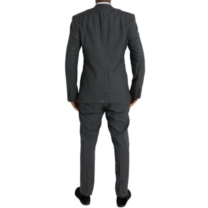 Dolce & Gabbana Gray Plaid Wool MARTINI Formal 2 Piece Suit