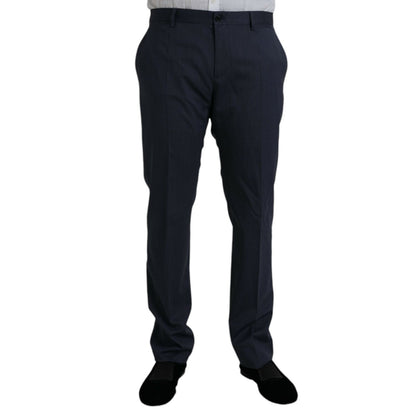 Dolce & Gabbana Blue Wool Slim Fit Dress Formal Pants