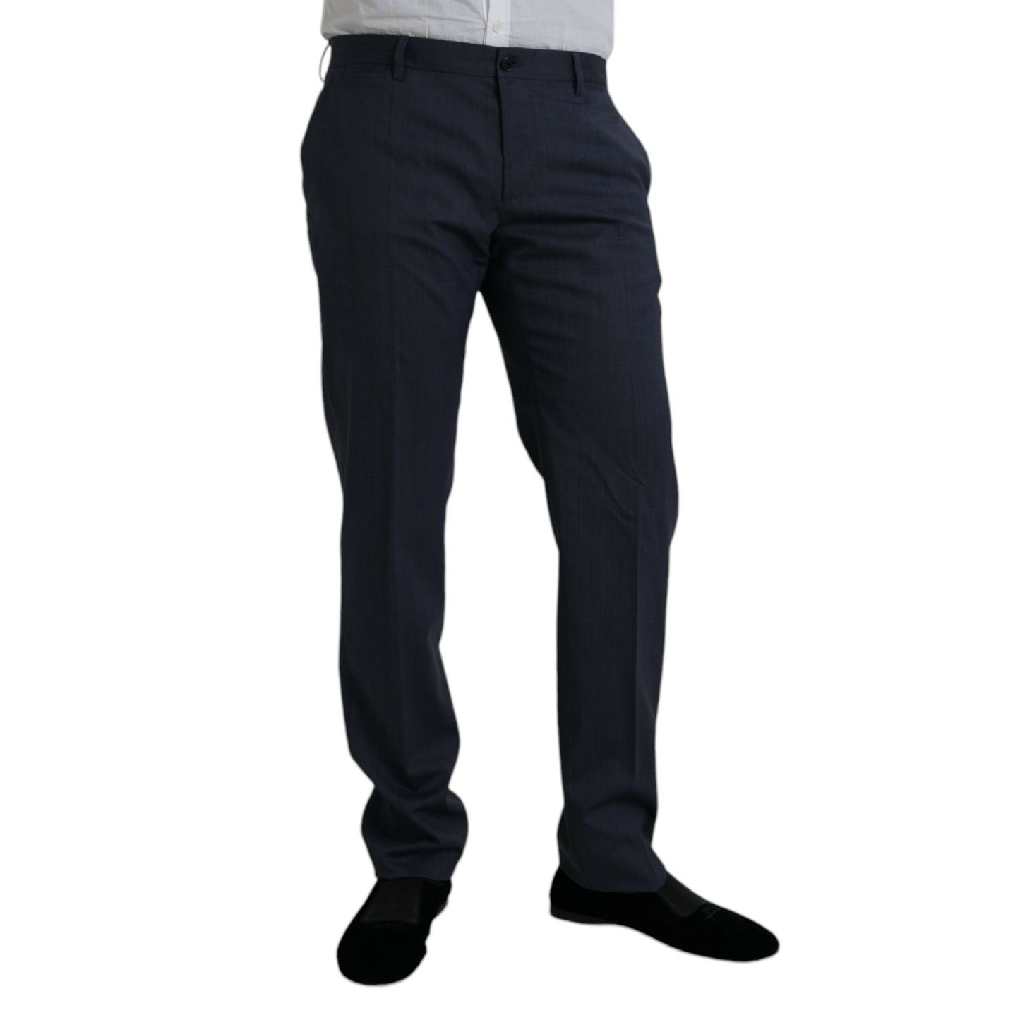 Dolce & Gabbana Blue Wool Slim Fit Dress Formal Pants