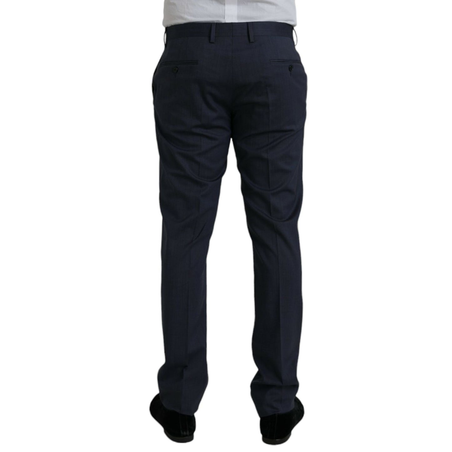 Dolce & Gabbana Blue Wool Slim Fit Dress Formal Pants