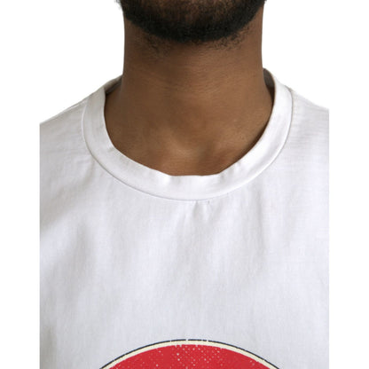 Dolce & Gabbana White Amor Heart Cotton Crewneck Short Sleeve T-shirt