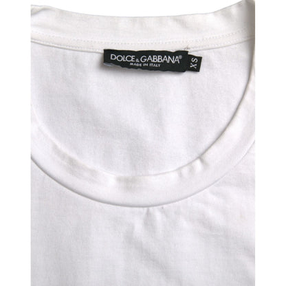Dolce & Gabbana White Amor Heart Cotton Crewneck Short Sleeve T-shirt