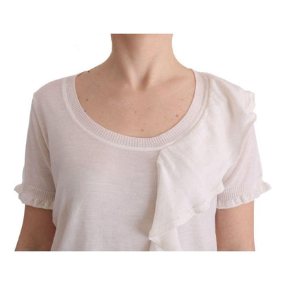 MARGHI LO' White 100% Lana Wool Top Blouse T-shirt