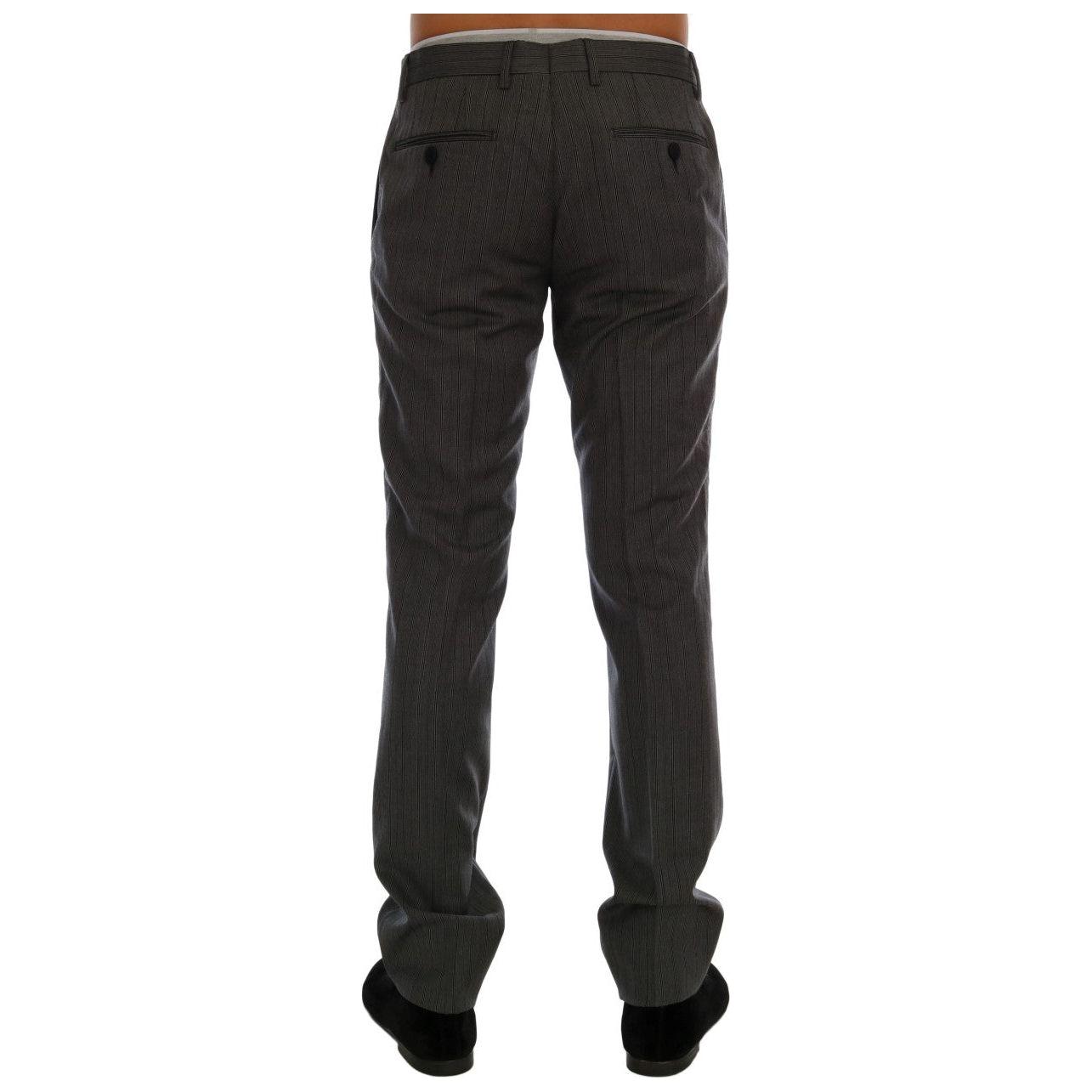 Dolce & Gabbana Gray Wool Striped Formal Pants
