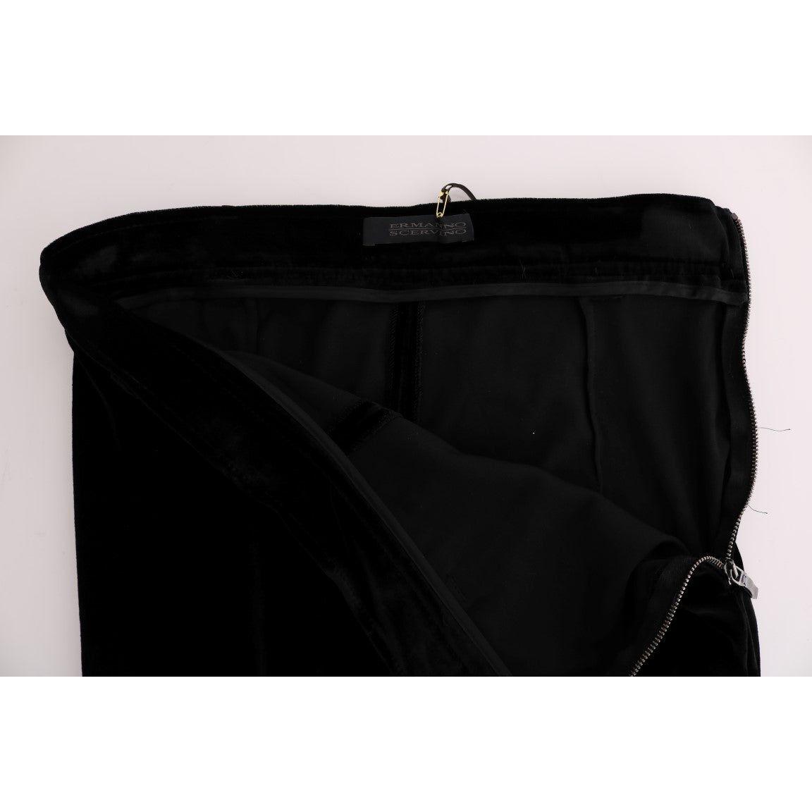 Ermanno Scervino Black Velvet Slim Fit Pants Jeans & Pants