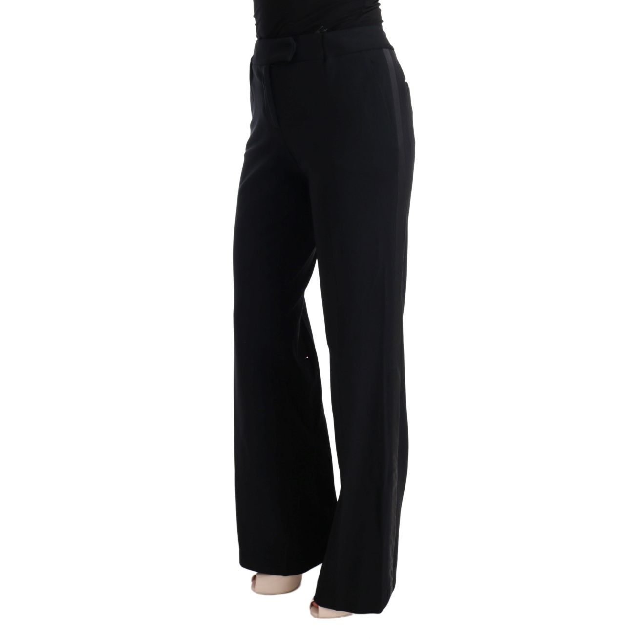 Ermanno Scervino Black Viscose Flare Bootcut Pants