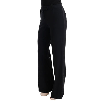 Ermanno Scervino Black Viscose Flare Bootcut Pants