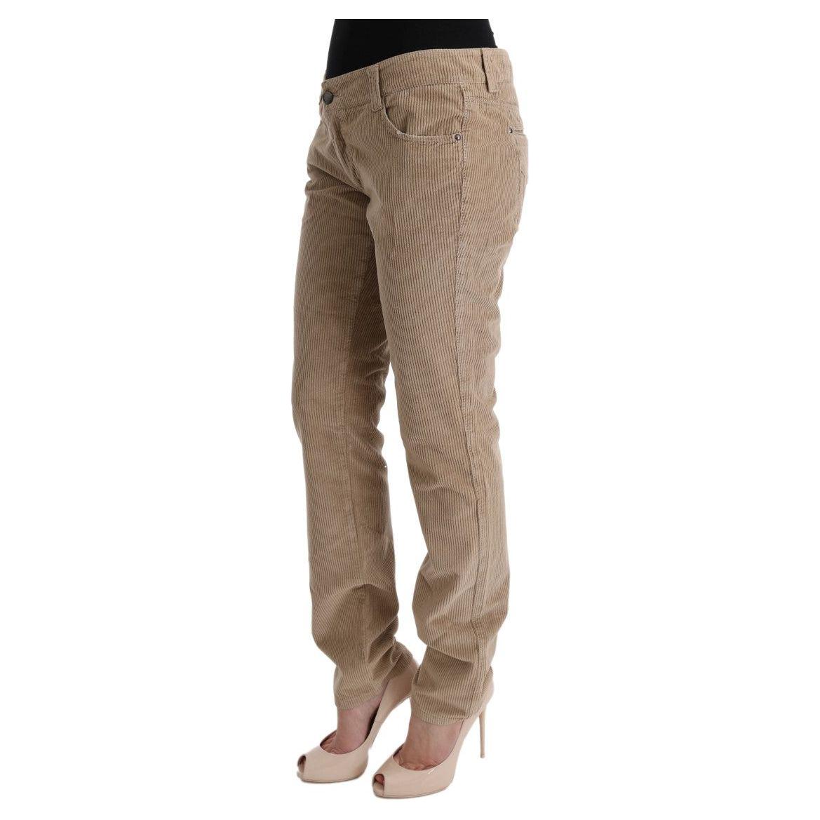 Ermanno Scervino Beige Cotton Velvet Regular Fit Pants