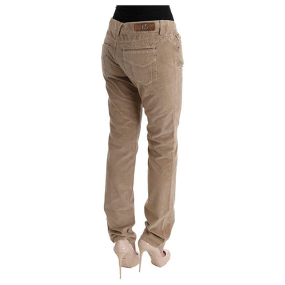 Ermanno Scervino Beige Cotton Velvet Regular Fit Pants Jeans & Pants
