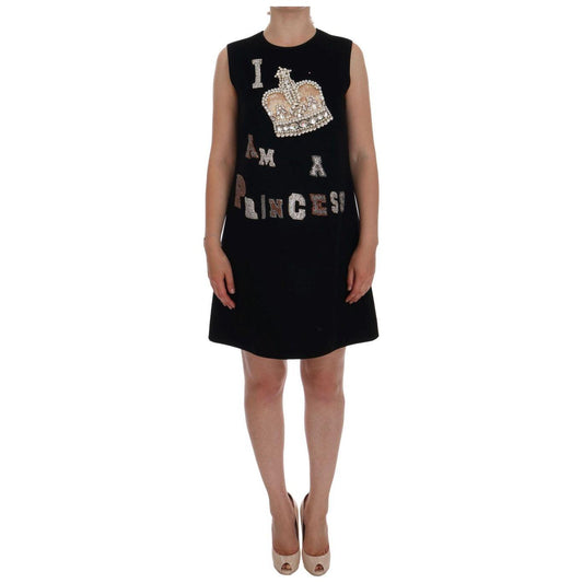 Dolce & Gabbana Black I AM A PRINCESS Crystal Shift Dress DR1053-7