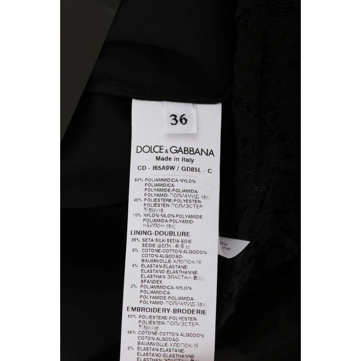 Dolce & Gabbana Black Lace Red Heart Shift Dress