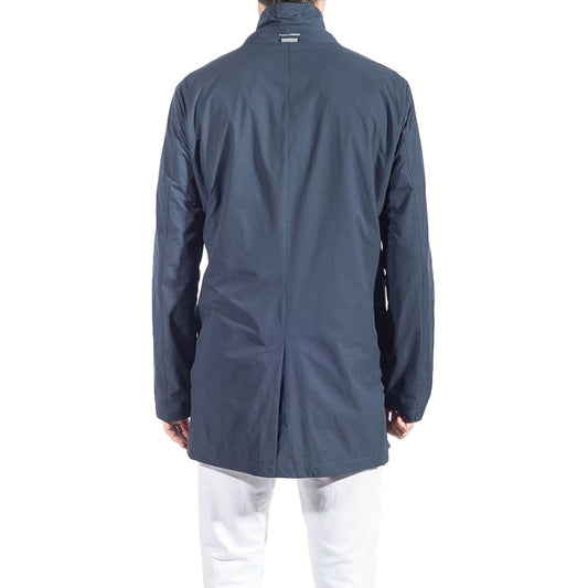 People Of Shibuya Blue Recycled Polyester Men Trench Coat PE-12443-IT54 | XXL