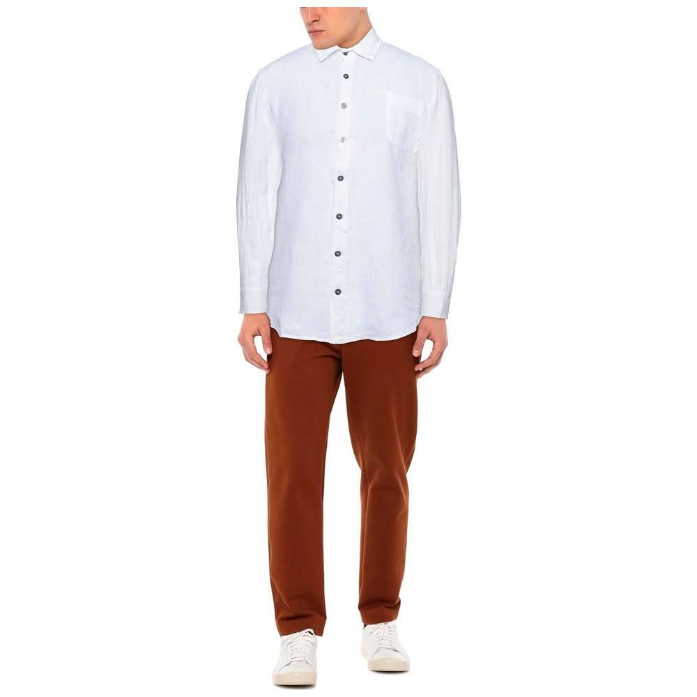 Alpha Studio White Linen Shirt