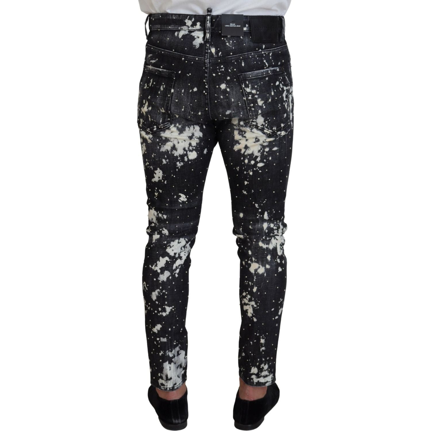 Dsquared² Gray Wash White Splash Print Skinny Denim Jeans