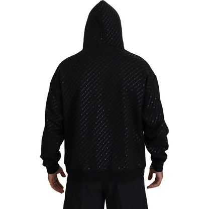 Dsquared² Black Cotton Hooded Printed Men Pullover Sweater