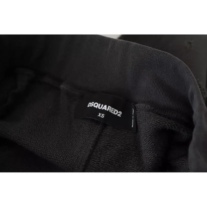 Dsquared² Black Cotton Mid Waist Tattered Tapered Shorts