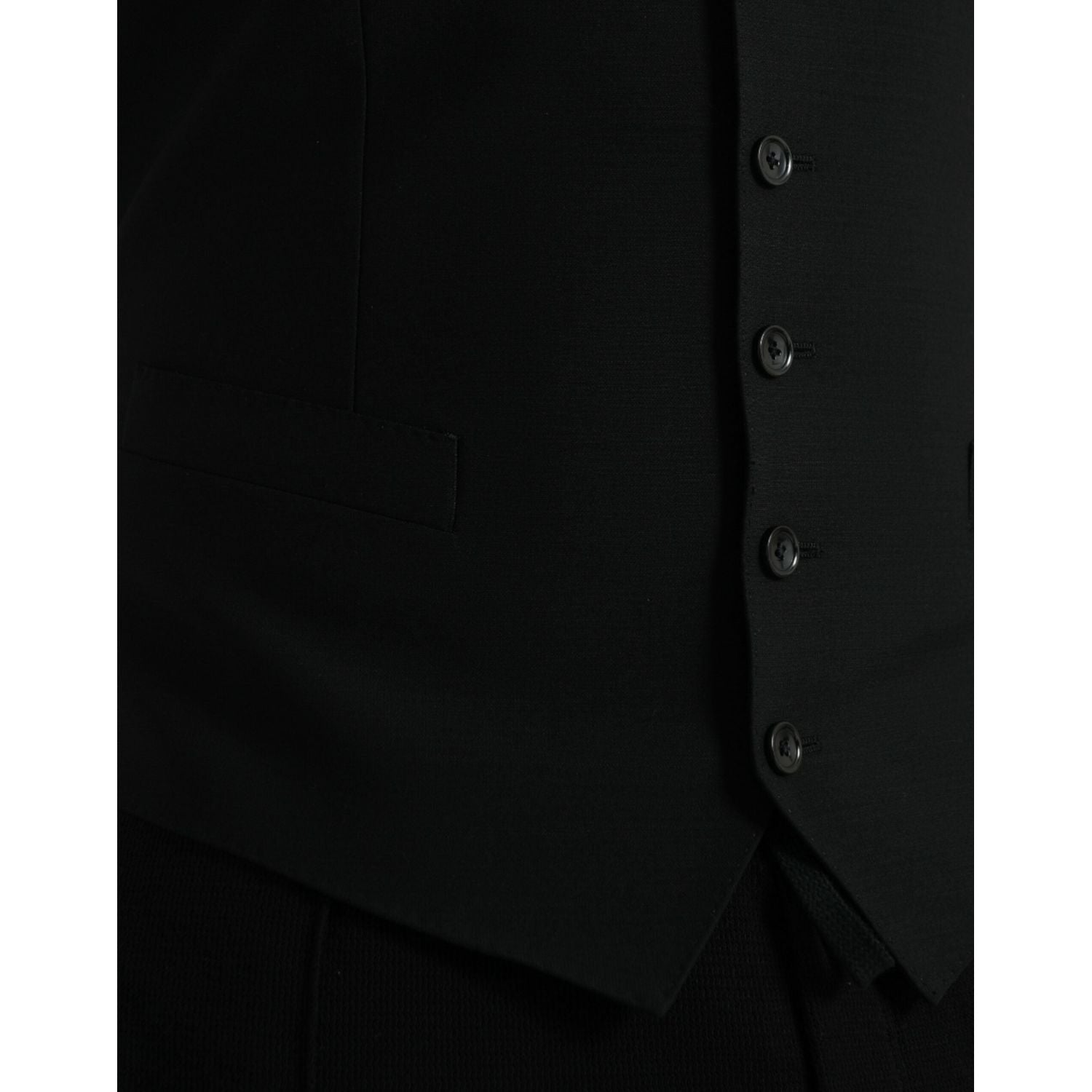 Dolce & Gabbana Black Wool Waistcoat Dress Formal Vest