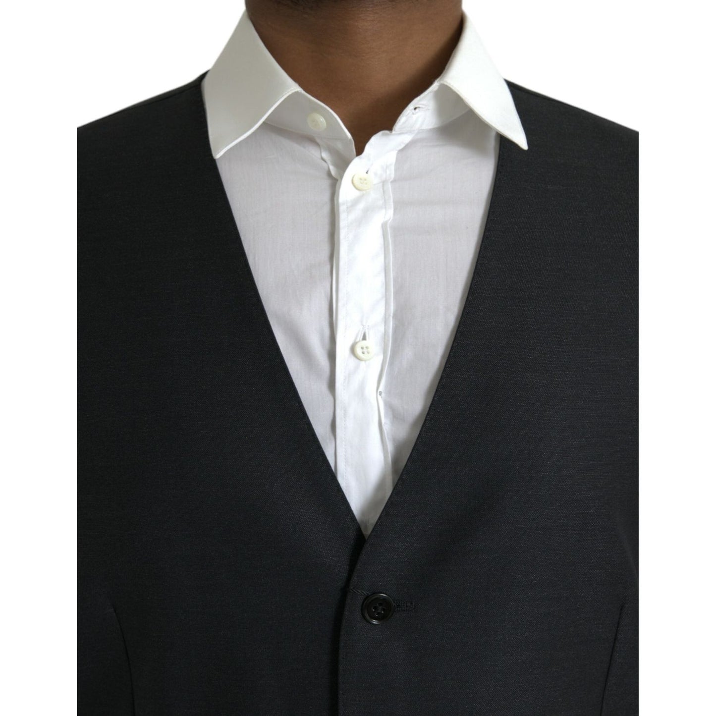Dolce & Gabbana Black Wool Waistcoat Dress Formal Vest