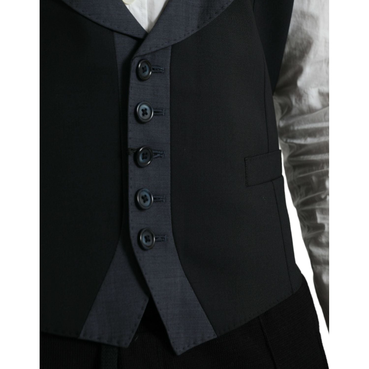 Dolce & Gabbana Black Wool Waistcoat Dress Formal Vest