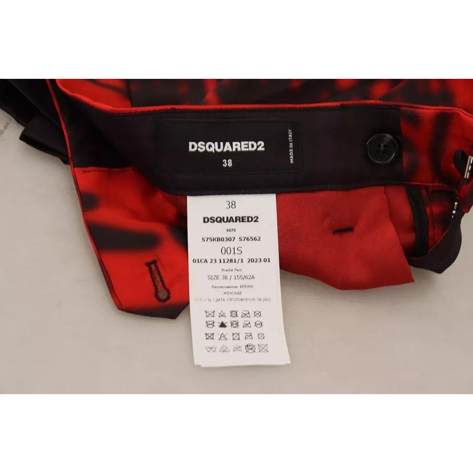 Dsquared² Red Printed High Waist Straight Pants