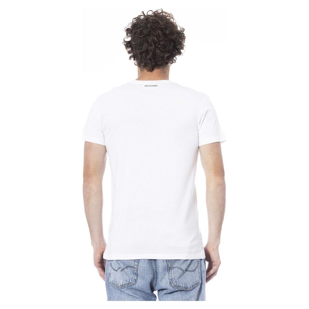 Trussardi Beachwear White Cotton T-Shirt TR-24321-M-FBB-186