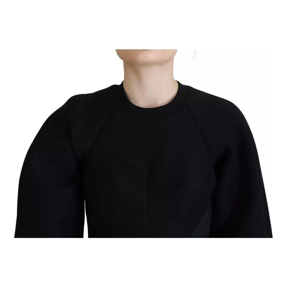 Dolce & Gabbana Cotton Black Long Sleeves A-line Mini Dress
