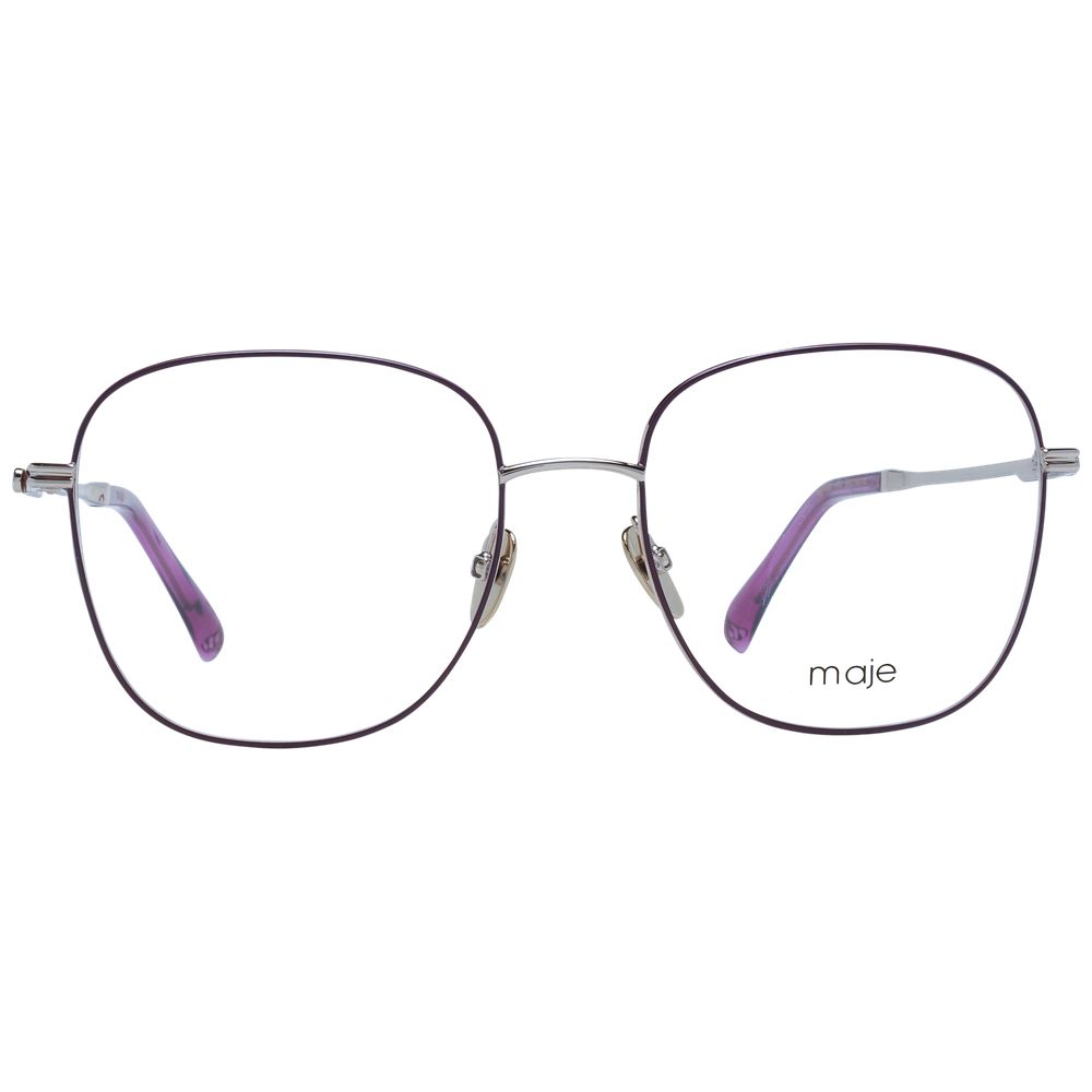 Maje Purple Women Glasses Frame with square shape, full-rim metal design, demo lenses, branded case included.