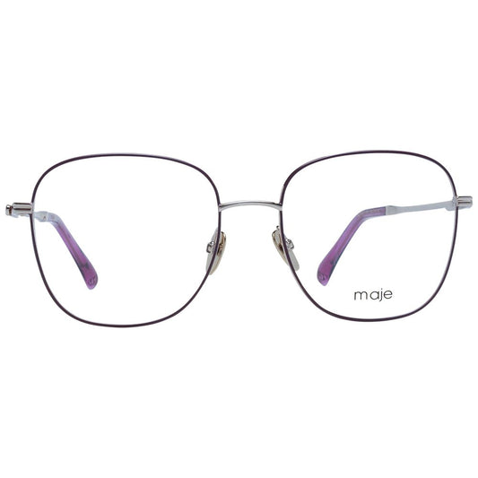 Maje Purple Women Glasses Frame with square shape, full-rim metal design, demo lenses, branded case included.
