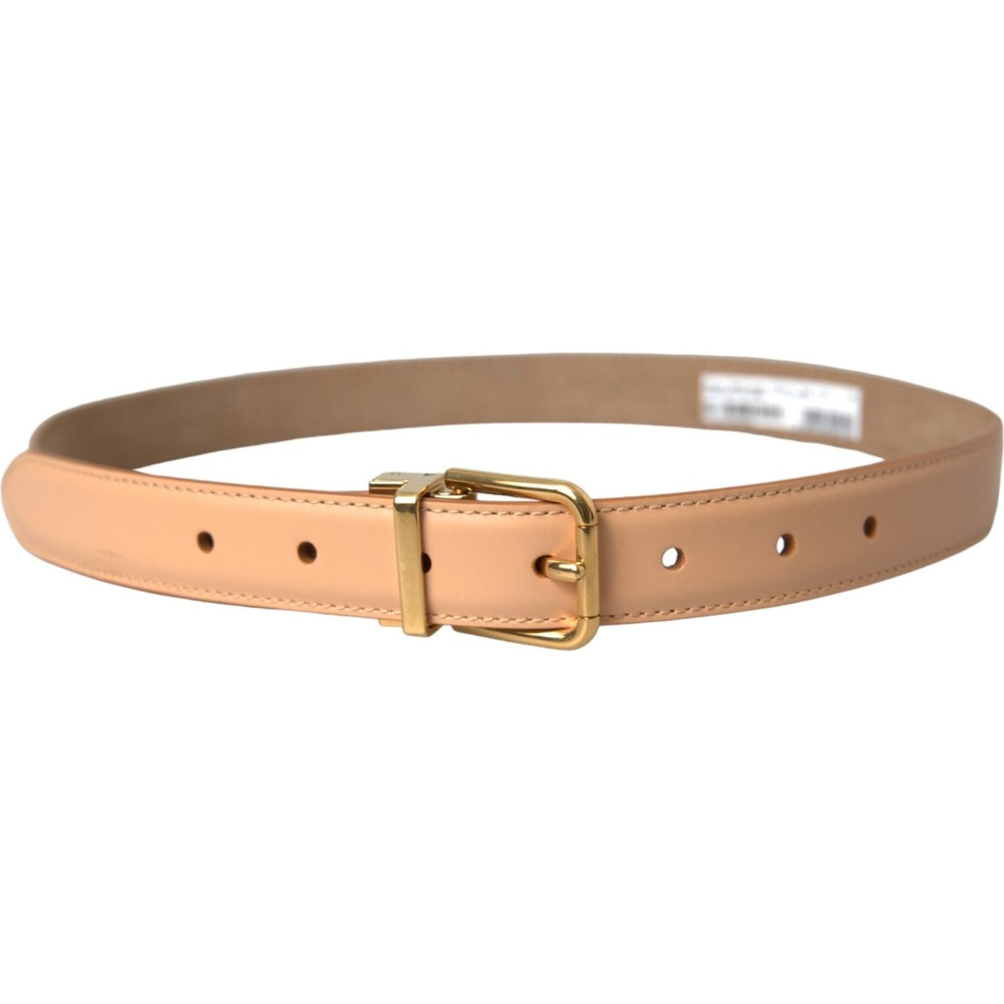 Dolce & Gabbana Beige Calfskin Leather Gold Metal Buckle Belt