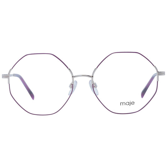 Maje Purple Women Glasses Frame in metal full-rim geometric style with demo plastic lenses, size 55-17-135, includes branded case.