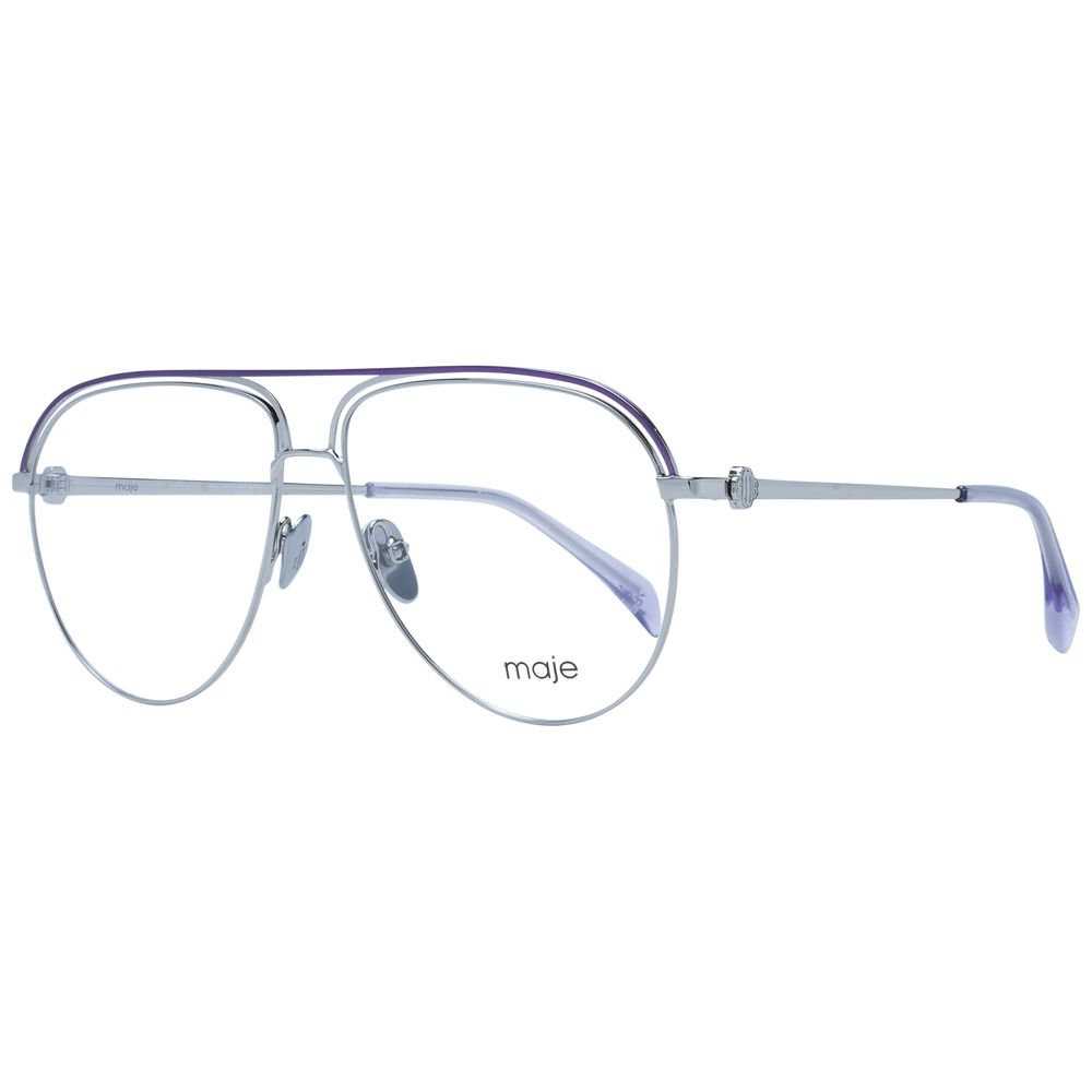 Maje Purple Women Glasses Frame in metal full-rim aviator style with demo lenses, featuring a branded case.