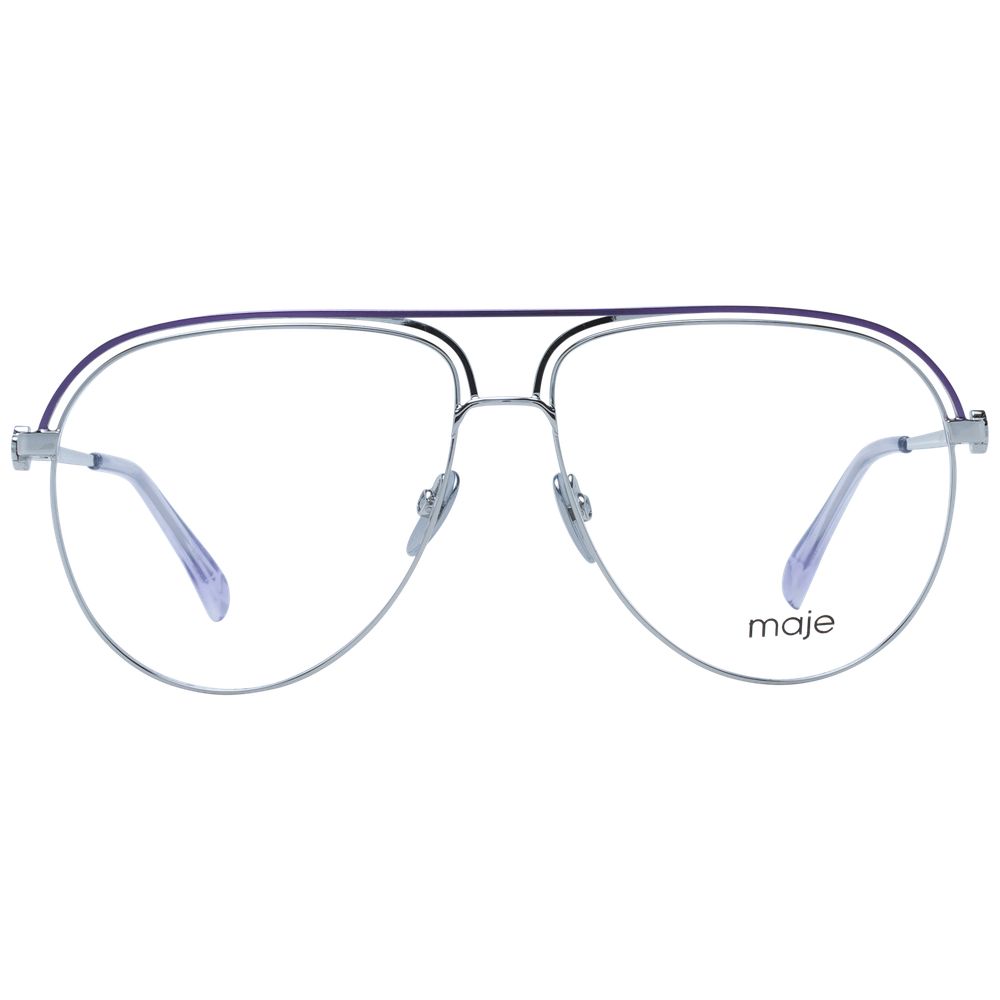 Alt Tag: Maje Purple Women Glasses Frame, full-rim aviator style metal frame with demo lenses, size 56-13-140, includes branded case.