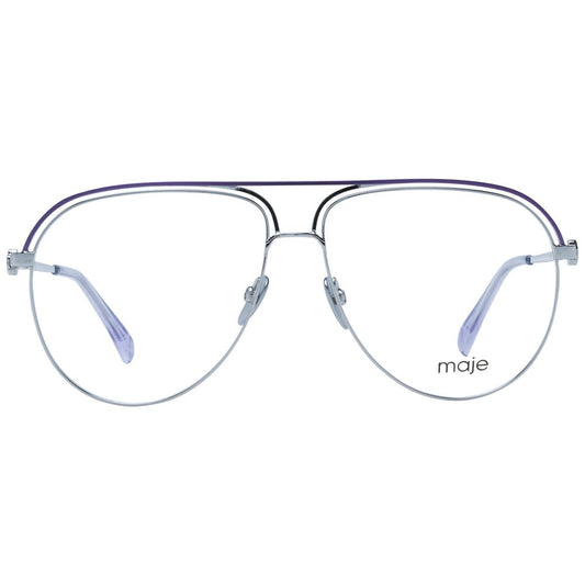 Alt Tag: Maje Purple Women Glasses Frame, full-rim aviator style metal frame with demo lenses, size 56-13-140, includes branded case.