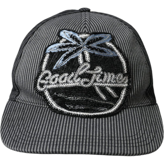 Dolce & Gabbana Black Cotton Embellished Baseball Hat Men HAT9585-57
