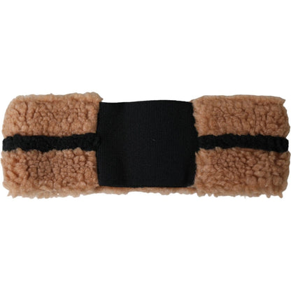 Dolce & Gabbana Brown Black Fleece Wool Head Band Hat Men