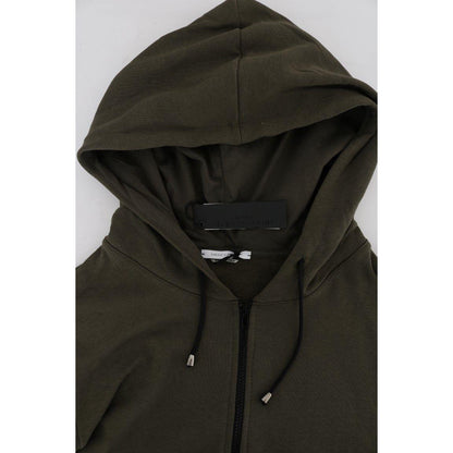 Daniele Alessandrini Green Full Zipper Hodded Cotton Sweater