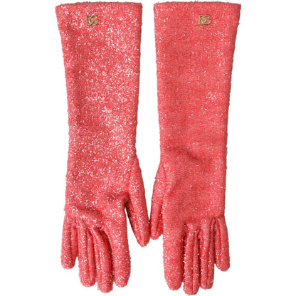 Dolce & Gabbana Pink Lurex Fantasia Mid Arm Length Gloves