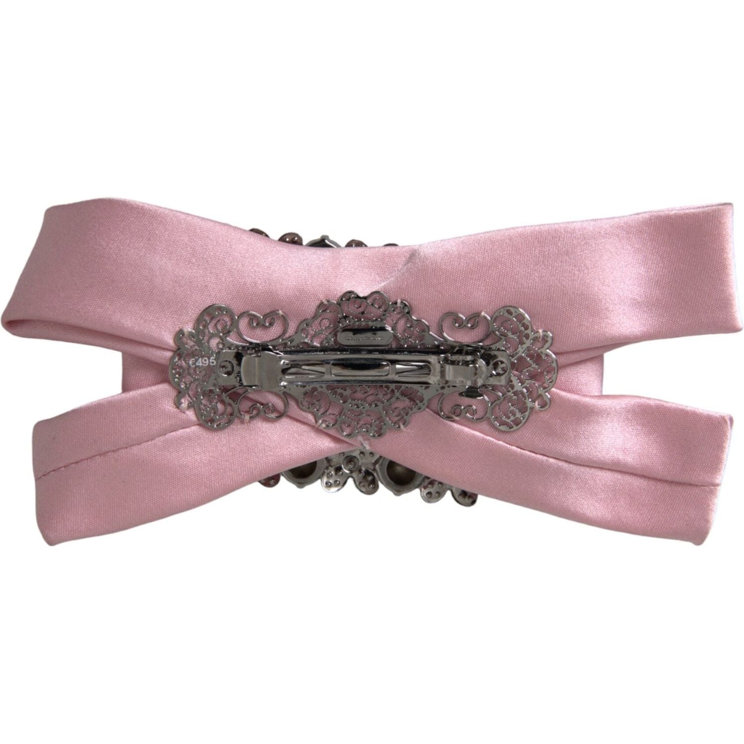 Dolce & Gabbana Pink Satin Crystal Jewelry Brooch Hair Pin