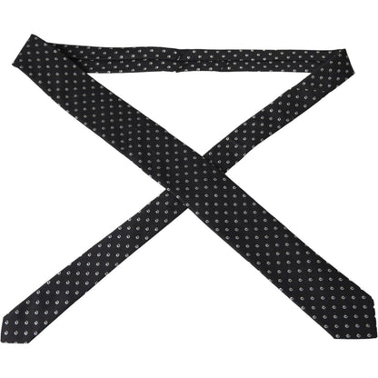 Dolce & Gabbana Black Logo Cotton Blend Adjustable Tie